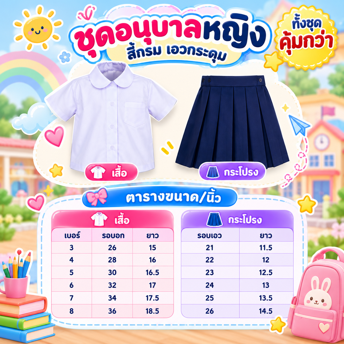 ชุดอนุบาล หญิง สีกรม